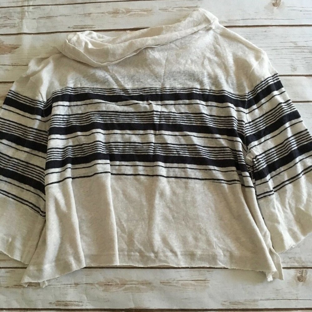 FREE PEOPLE Sea Side Linen Blend Tee Nautical - S - Picture 5 of 7